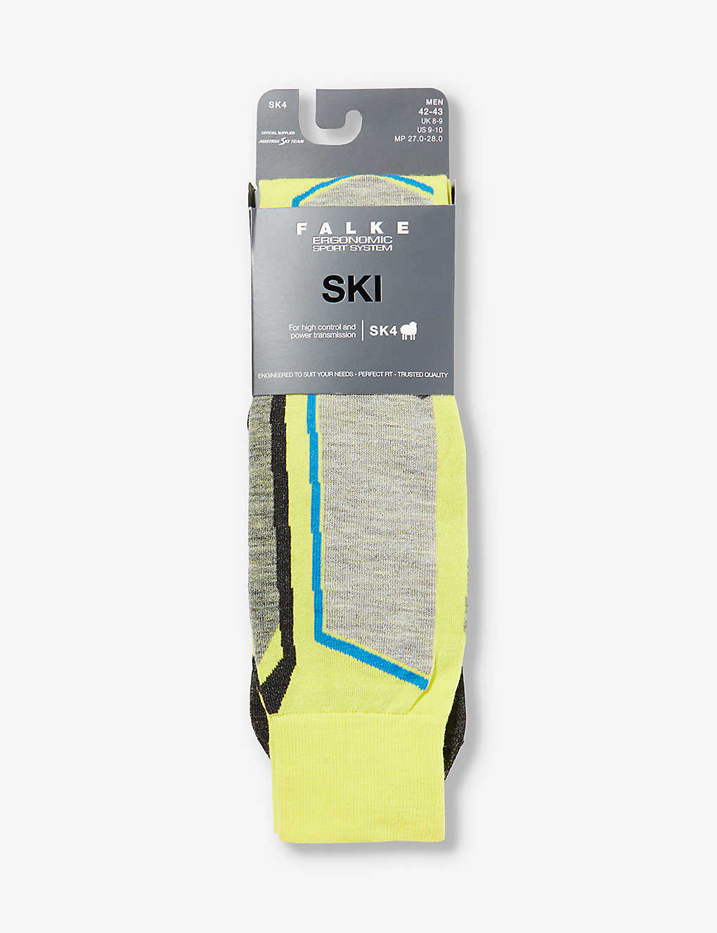 Falke Ergonomic Sport System Mens Limepunch Sk4 Abstract-pattern Knee-high Wool-blend Knitted Socks