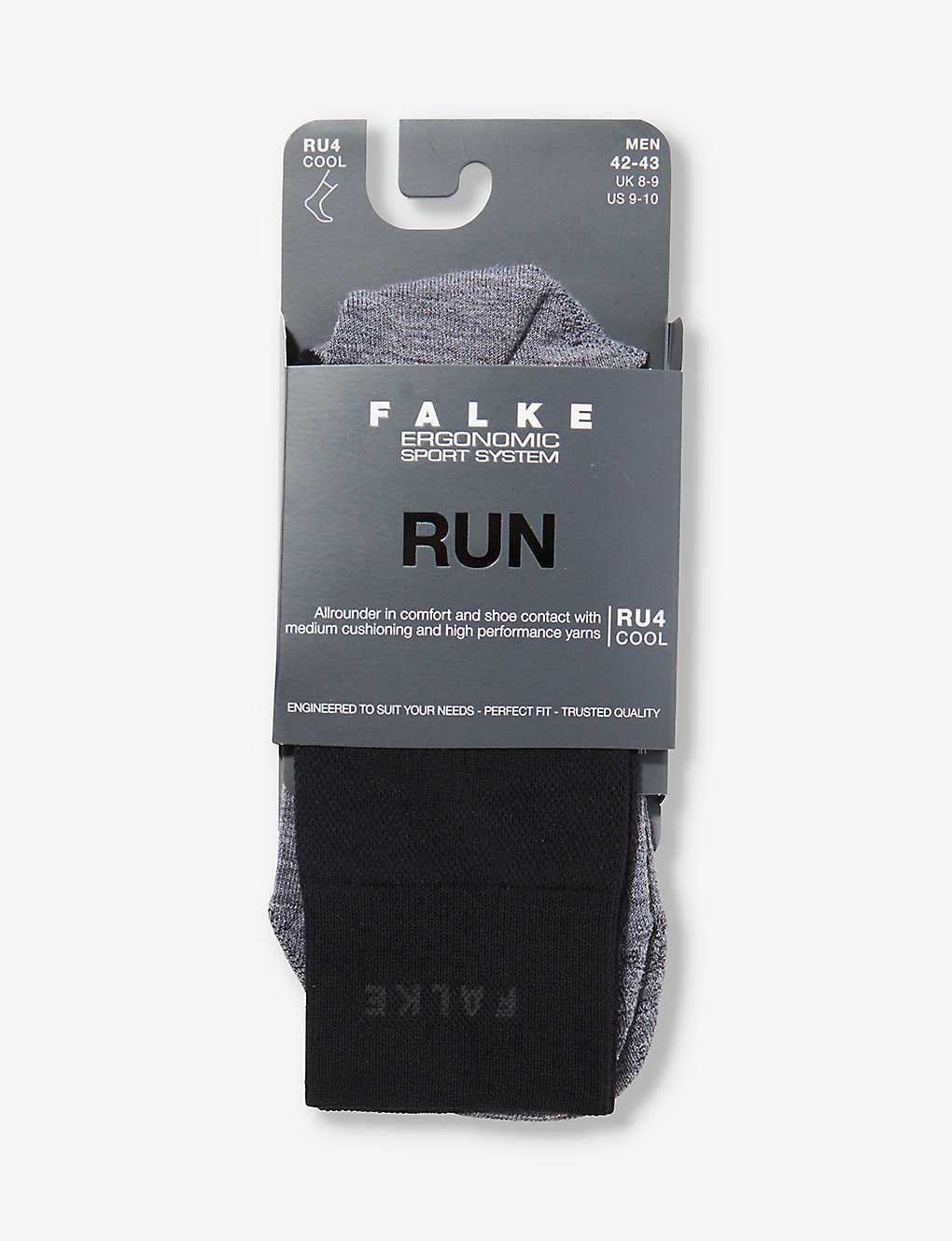 Falke Ergonomic Sport System Mens Black Mix Ru4 Cool Run Mid-calf Abstract-pattern Knitted Socks