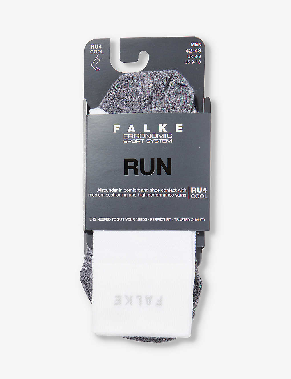 Falke Ergonomic Sport System Mens White Mix Ru4 Cool Run Mid-calf Abstract-pattern Knitted Socks