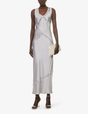 Shop Reformation Women's Lavender Mist X Camille Rowe Taylor V-neck Silk Maxi Dress