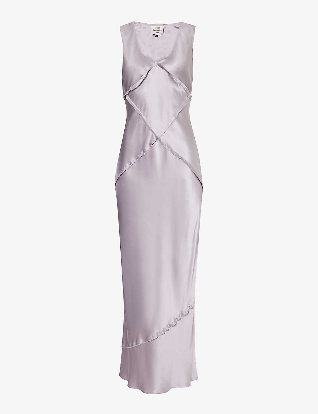 Reformation Womens Lavender Mist X Camille Rowe Taylor V-neck Silk Maxi Dress