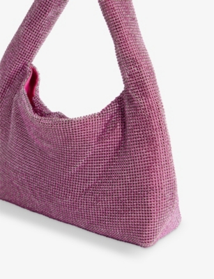 Shop Kara Crystal-embellished Metallic Shoulder Bag In Fuschia