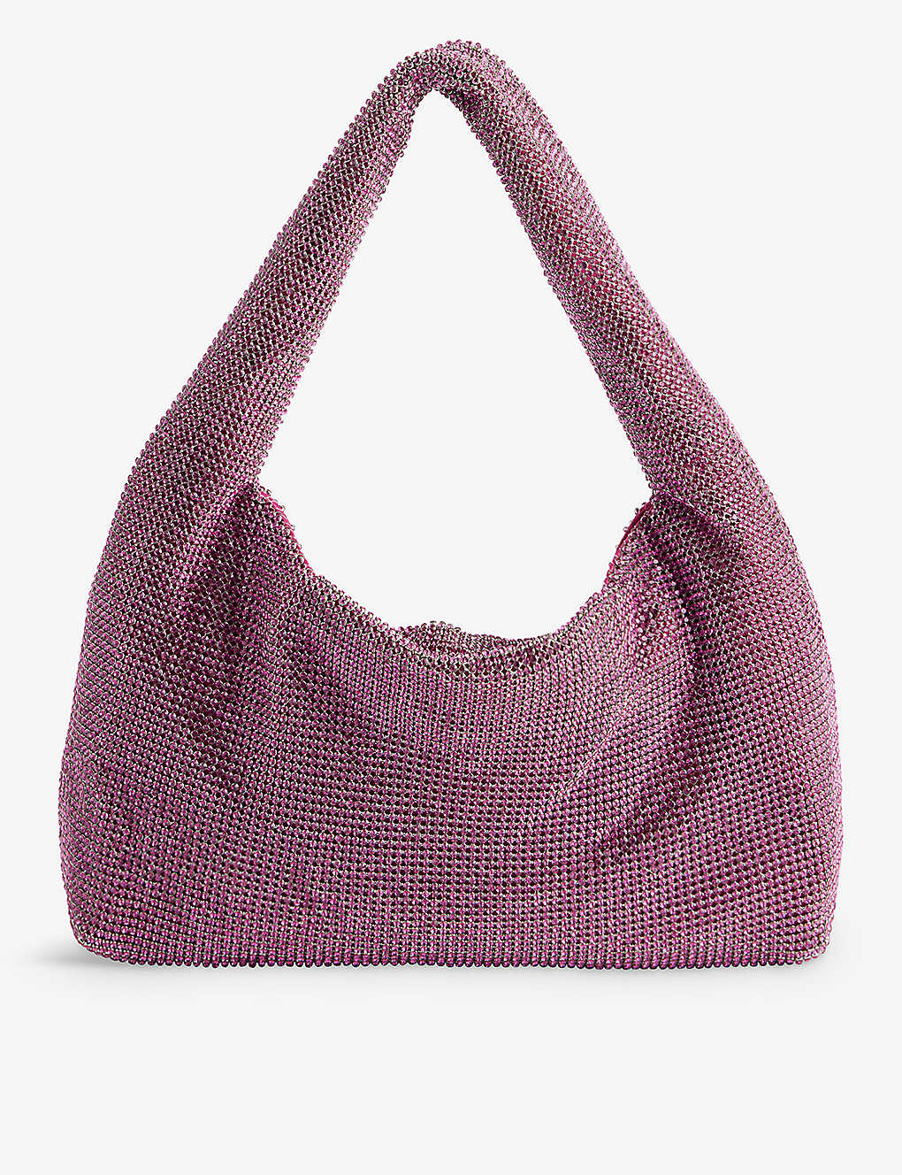 Kara Womens Fuschia Crystal-embellished Metallic Shoulder Bag