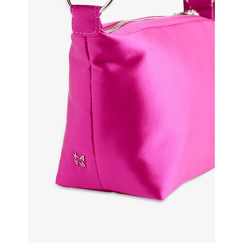 Shop Kara Bow Embellished-strap Silk Bag In Fuschia