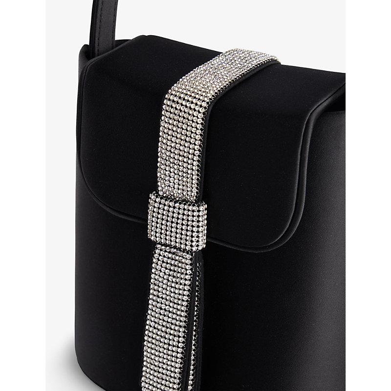 Shop Kara Loop Crystal-embellished Woven Bag In Black
