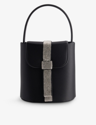 Kara Womens Black Loop Crystal-embellished Woven Bag