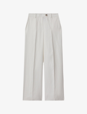 REISS: Lori wide-leg high-rise woven-blend trousers