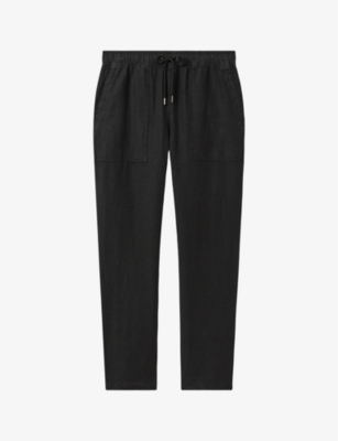 Reiss Womens Charcoal Romie Relaxed-fit High-rise Stretch-woven Trousers In Black