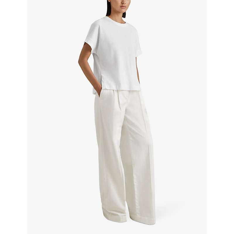 Shop Reiss Women's White Lois Cropped Cotton T-shirt