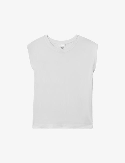 REISS: Morgan capped-sleeve cotton T-shirt