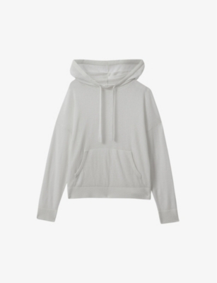 Shop Reiss Women's Ivory Candy Relaxed-fit Cotton And Linen-blend Hoody
