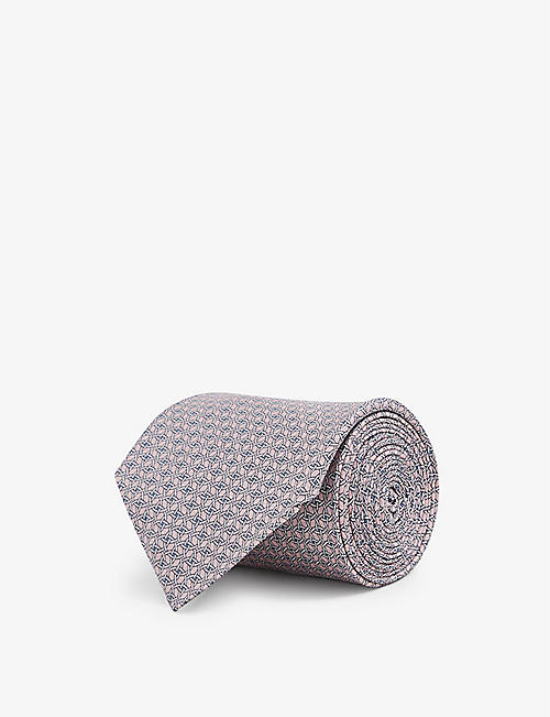 REISS: Como geometric-print silk tie