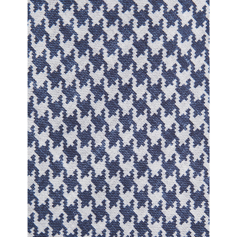 Shop Reiss Mens Airforce Blue Gesu Dogtooth-pattern Silk Tie