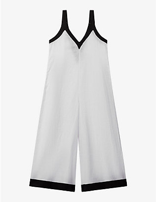 REISS: Aida wide-leg colour-block linen jumpsuit