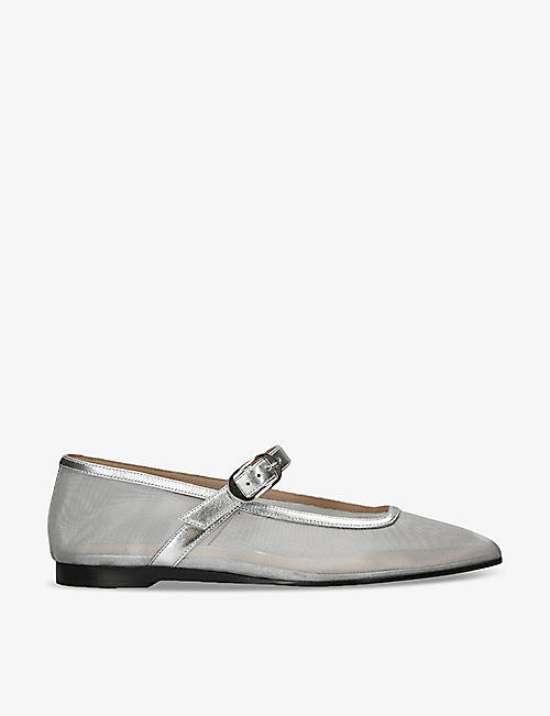 LE MONDE BERYL: Round-toe mesh and patent-leather Mary-Jane flats