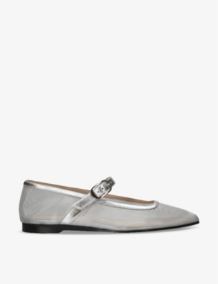 Shop Le Monde Beryl Women's Silver Com Round-toe Mesh And Patent-leather Mary-jane Flats