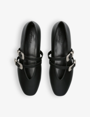 Le Monde Beryl Claudia Croc-embossed Leather Ballet Flats In Black