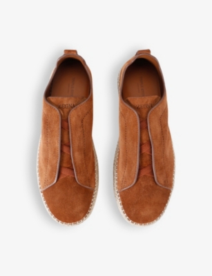 Shop Zegna Men's Tan Triple Stitch Contrast-sole Suede Espadrilles