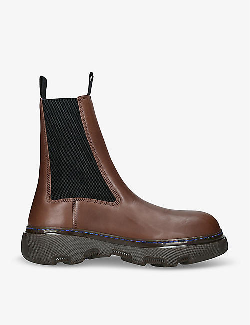 BURBERRY: Creeper leather Chelsea boots