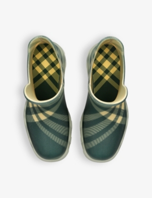 Shop Burberry Marsh Checked Rubber Ankle Boots In Grey Mixed