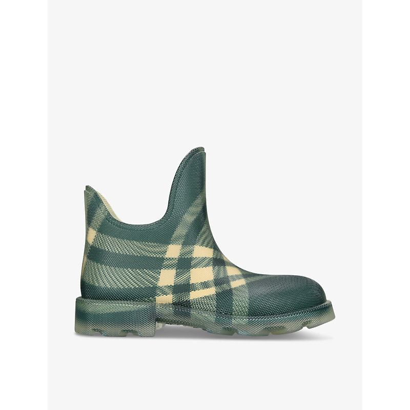 Burberry Marsh Checked Rubber Ankle Boots In Primrose Ip Check