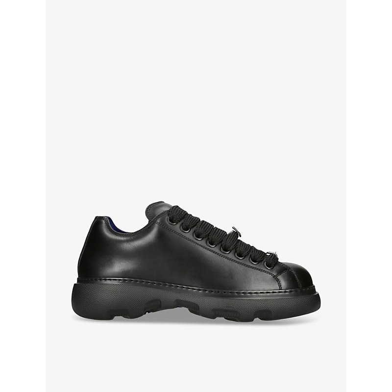 Shop Burberry Ranger Barbed Wire-embellished Leather Low-top Shoes In Black
