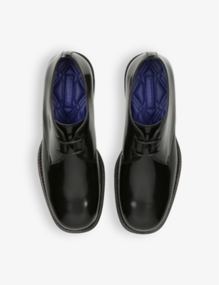 Shop Burberry Mens Black Tux Patent-leather Derby Shoes