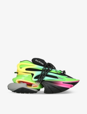 Balmain Neoprene And Leather Unicorn Sneakers In Black/comb