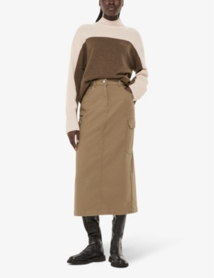 Whistles Womens Cream Colour-blocked Wool Jumper In Cream