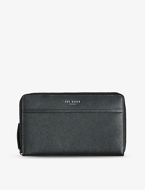 TED BAKER: Samuels logo-embossed zip-up leather wallet
