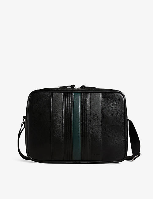 TED BAKER: Evvan stripe-embroidered faux-leather cross-body bag