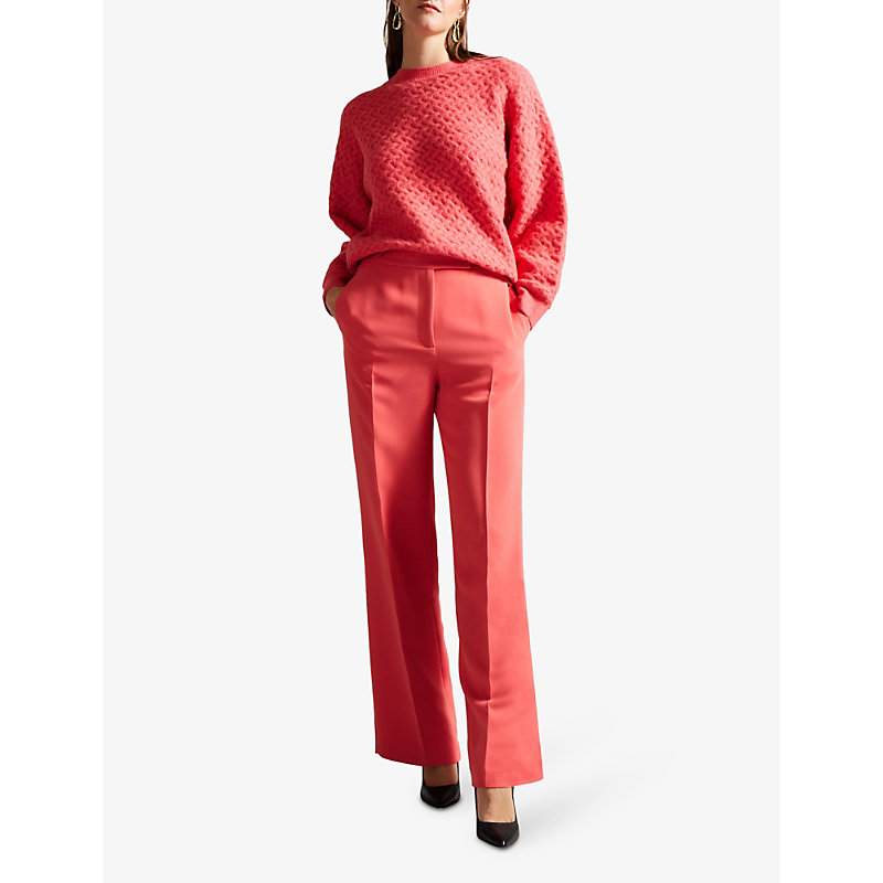 Shop Ted Baker Womens Coral Morlea Horizontal-stitch Stretch Wool-blend Jumper