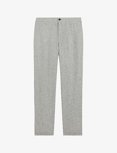 TED BAKER: Lopus wide-fit marl-textured stretch wool-blend trousers