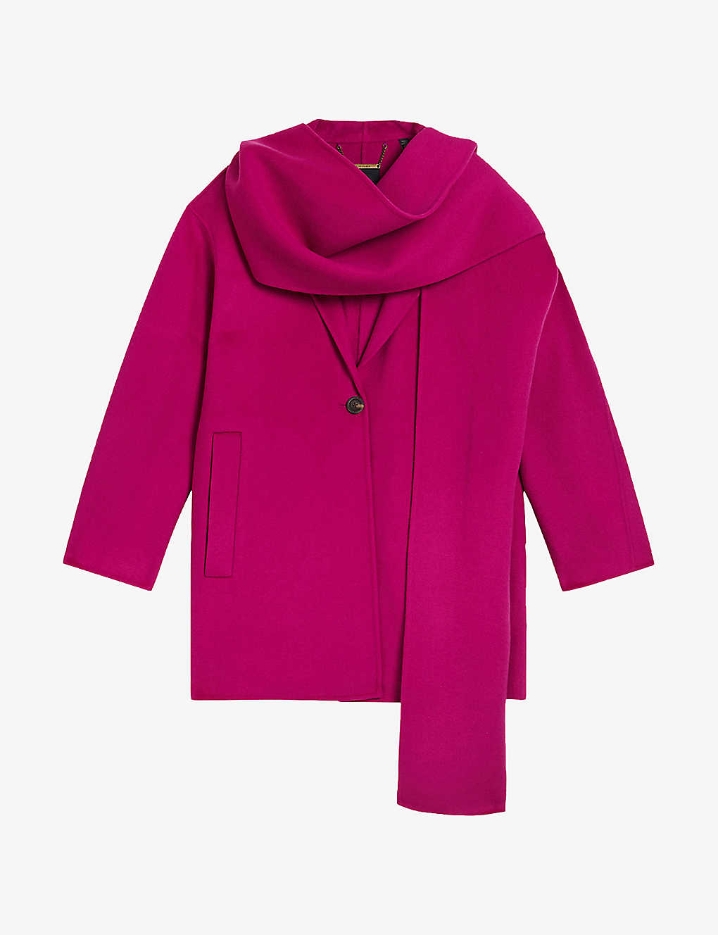 Ted Baker Womens Brt-pink Skylorr Scarf-detail Wool-blend Coat