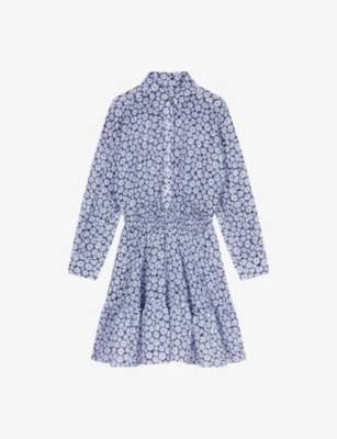 MAJE: Floral-print long-sleeve woven mini dress