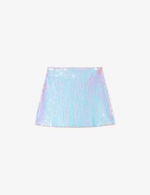 MAJE: A-line sequin-embellished stretch-woven mini skirt