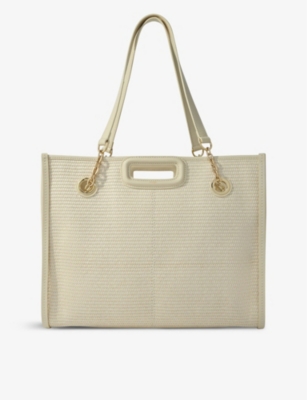 Maje Womens Naturels Logo-embossed Double-strap Woven Bag In Neutral