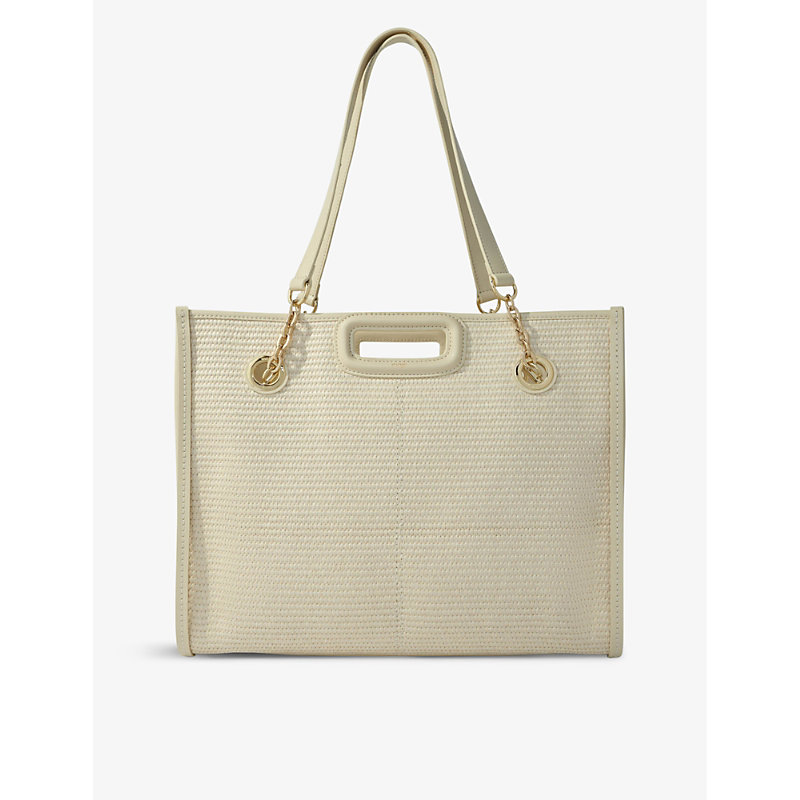 Maje Womens Naturels Logo-embossed Double-strap Woven Bag In Neutral