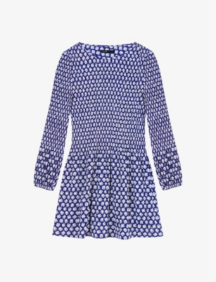 MAJE - Floral-pattern flared-skirt woven mini dress | Selfridges.com