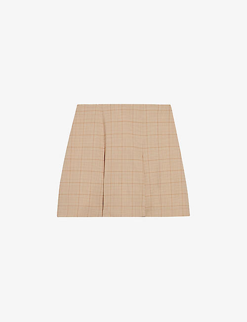 CLAUDIE PIERLOT: Sarah check-print wool-blend mini skirt