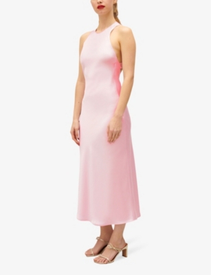 Shop Claudie Pierlot Women's Roses Round-neck Sleeveless Satin Midi Dress