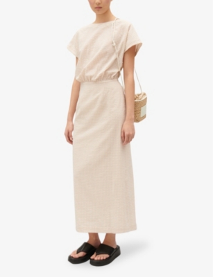 Shop Claudie Pierlot Womens Divers Textured Cotton Midi Dress