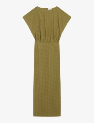 Shop Claudie Pierlot Women's Verts Textured Cotton Midi Dress