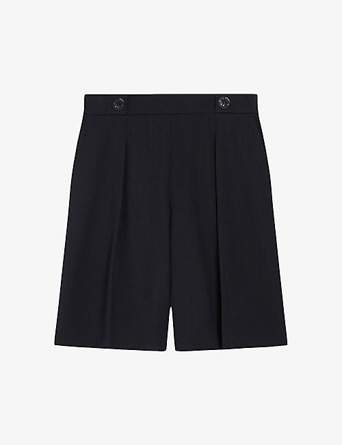 CLAUDIE PIERLOT: High-rise wide-leg wool-blend shorts