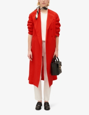 Shop Claudie Pierlot Womens Rouges Wide-collar Regular-fit Cotton-blend Coat