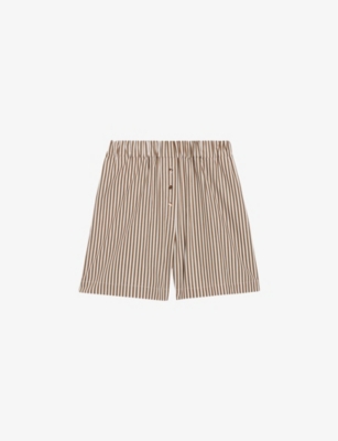 Shop Claudie Pierlot Women's Bruns Striped Elasticated High-rise Cotton Shorts