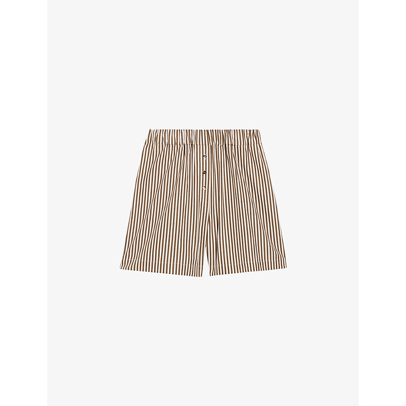 Shop Claudie Pierlot Women's Bruns Striped Elasticated High-rise Cotton Shorts