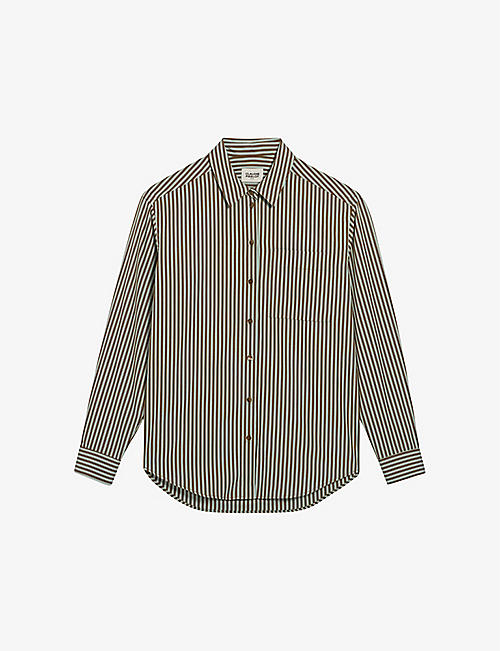 CLAUDIE PIERLOT: Roche stripe-pattern relaxed-fit cotton shirt