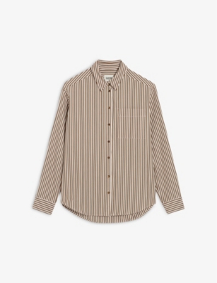 CLAUDIE PIERLOT Striped pattern curved hem cotton shirt