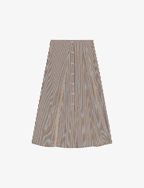 CLAUDIE PIERLOT: Stripe-pattern cotton midi skirt